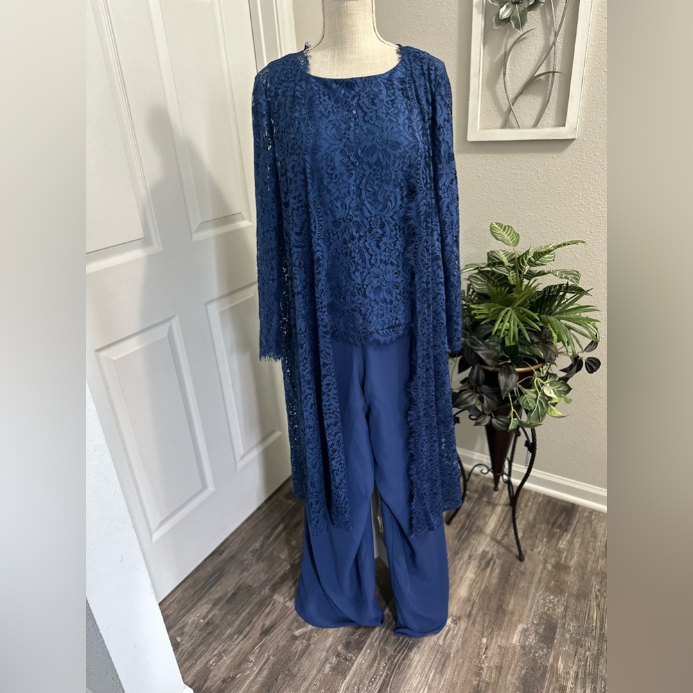 JJ’s House Women’s 3-Piece Formal Outfit Sequined Lace Tank/ Jacket & Pants
